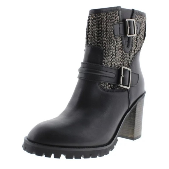 CHINESE LAUNDRY boots Women’s 10 Black Cable Knit Buckle Accent Leafy Round Toe - Picture 16 of 16